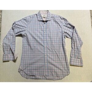 Ted Baker Endurance Shirt Mens 16.5 34/35 Blue Pink Button Up Work Casual